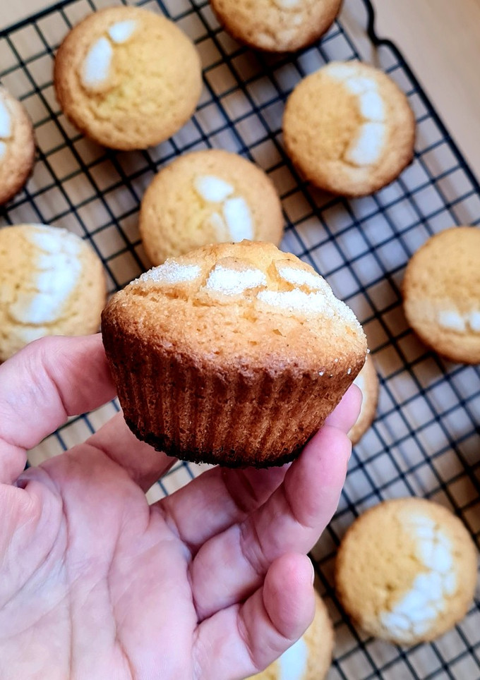 Una foto de Muffins de vainilla fáciles, económicos y sin balanza 🧁 Magdalenas básicas que no fallan 🧁