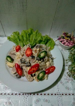 Foto resep Mie STKT (Sosis Tuna Keju Telur) #ketopad_cp_OlahanShirataki
