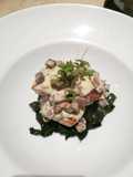 Seared Chicken with Mushroom Cream Sauce and Sauteed Spinach