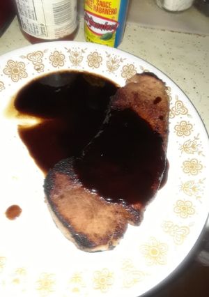 A picture of Ham Steak with Spicy Redeye Gravy.
