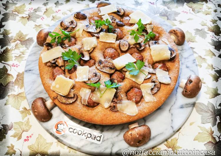 Easiest Way to Make Any-night-of-the-week Focaccia Rustica con farina integrale, Salsiccia, Champignon e Grana Stagionato