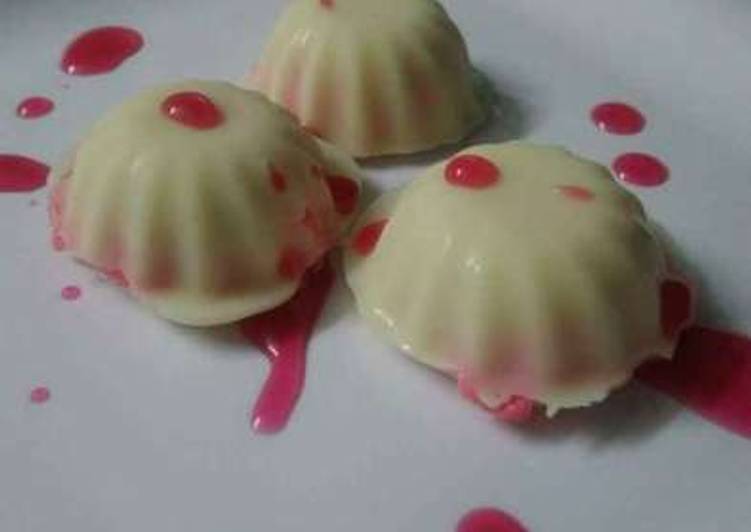 Strawberry Sandesh in White Chocolate Shells