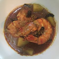 A picture of Homemade Tiger Prawn curry (lunch).
