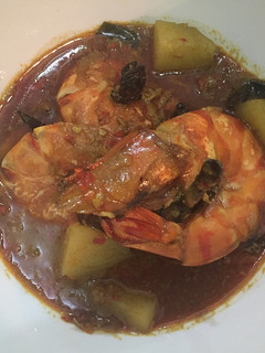 A picture of Homemade Tiger Prawn curry (lunch).