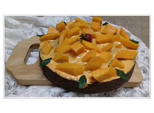 Foto resep Bolu Ketan Hitam Siram Glaze Mangga