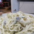 Tallarines en salsa mascarpone y champiñones