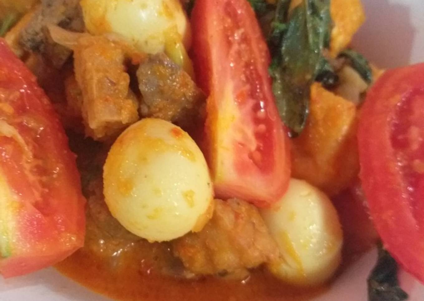 Rica-rica Hatehut(Hati Ampela Telor Puyuh Tahu Tempe)