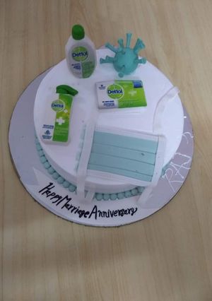 A picture of Covid19 special White Forest Cake.