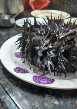 A picture of Chocolate and coffee mousse cake.