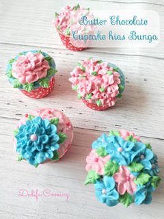 Foto resep 316. Butter Chocolate Cupcake Hias Bunga