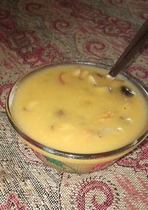 A picture of Pasiparu payasam moong dal kheer.