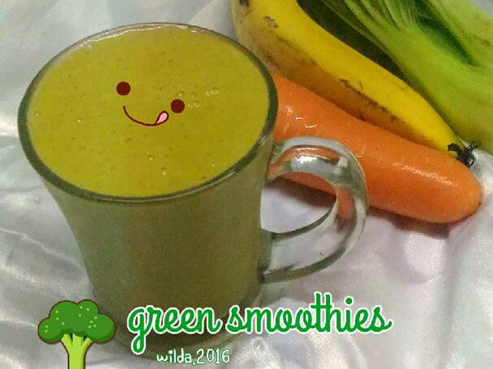 Resep Green Smoothie (raw veggie)🍌🌿 yang Lezat Sekali