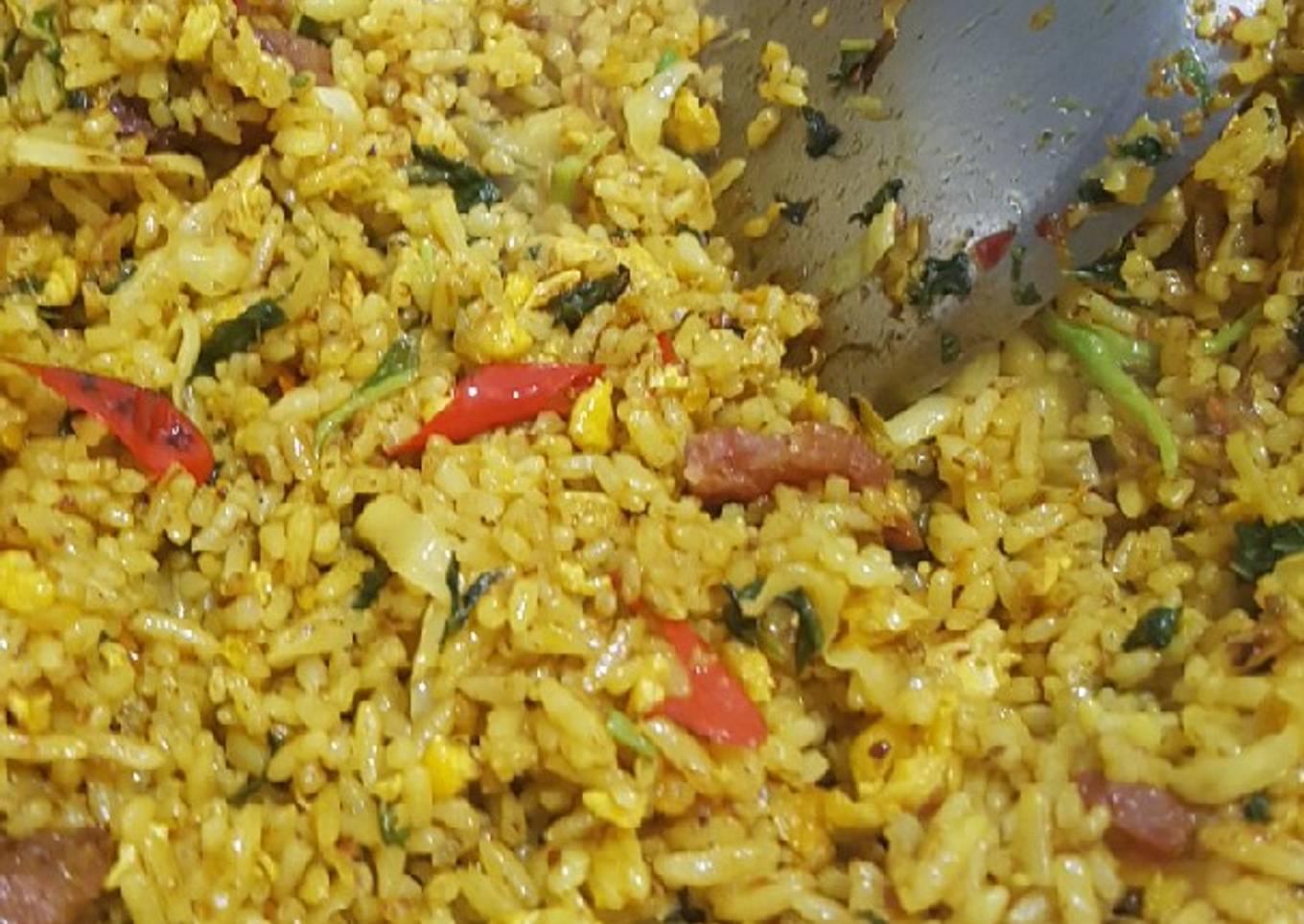 Nasi Kuning Sayur Bayam