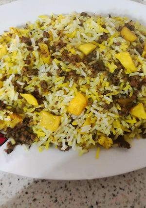 عکسی از دستور شوید پلو با گوشت چرخ کرده