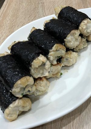 Hình của món Ức gà cuộn rong biển eat clean siêu dễ làm.