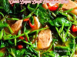 Foto resep Tumis Bayam Brazil dan Baso Sapi