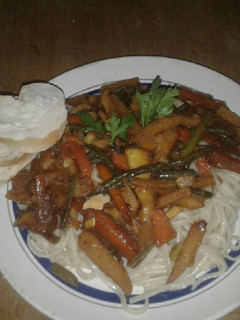 Una foto de Spaghettis con verduras salteadas