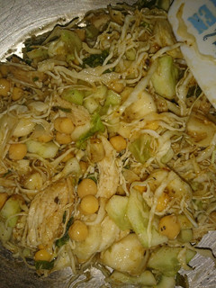 A picture of Salad Chana with vegi and fruit.