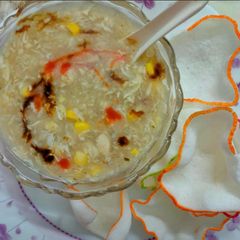 A picture of Chinese Chicken and Corn Soup.