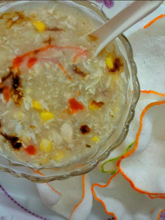 A picture of Chinese Chicken and Corn Soup.