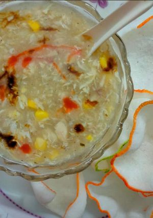A picture of Chinese Chicken and Corn Soup.