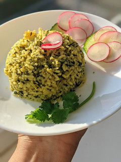 A picture of Spinach rice.