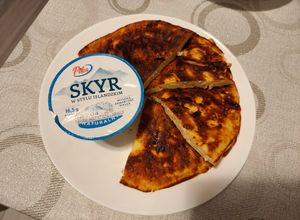 Zdjęcie przepisu Proteinowy omlet budyniowy z owocami.
