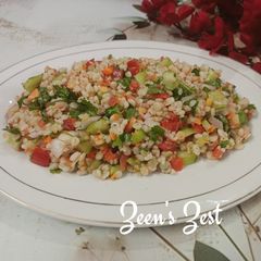 A picture of Tricolour Pearl Couscous Vegetable Salad.