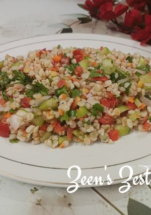 A picture of Tricolour Pearl Couscous Vegetable Salad.