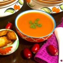 A picture of Carrot soup with gooseberry.