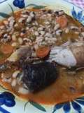 Carillas con arroz pollo y morcilla