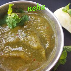 A picture of Raw mango tangy,sour, sweet,spicy chutney😋.