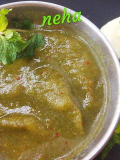 A picture of Raw mango tangy,sour, sweet,spicy chutney😋.