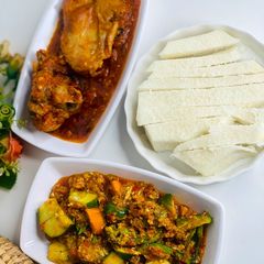 A picture of Yam with egg sauce.