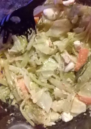 A picture of Cabbage and eggs salad.