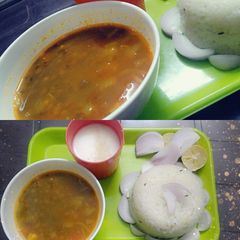 A picture of Black masoor fry dal & jeera rice.