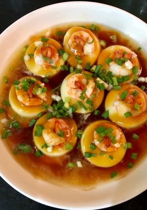 Hình của món Tôm hấp đậu non cà rốt Hongkong.