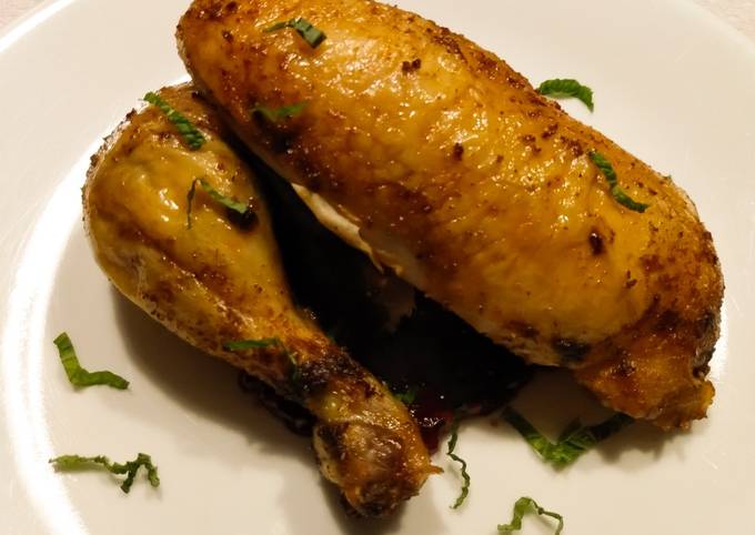 Roast chicken with lingonberry mint sauce