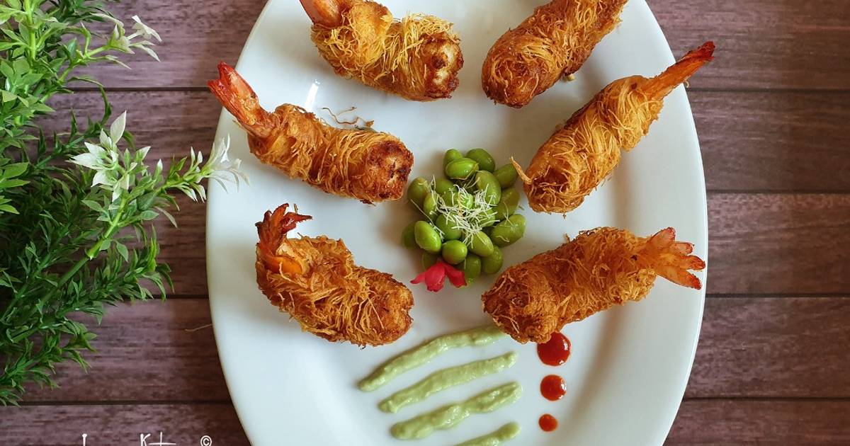 Kunafa Prawns in Wasabi Recipe by Inish Issac Cookpad
