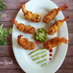 A picture of Kunafa Prawns in Wasabi.