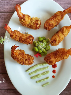 A picture of Kunafa Prawns in Wasabi.
