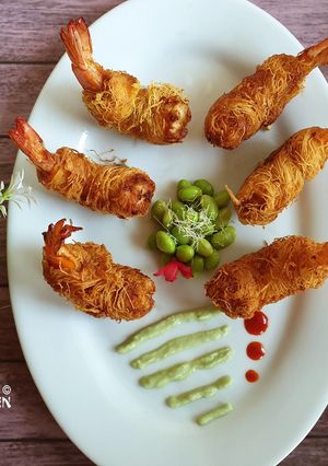 A picture of Kunafa Prawns in Wasabi.