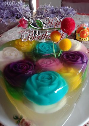 Foto resep 69.Puding Love Bunga Kaca