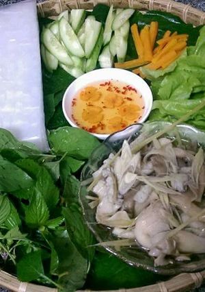 Hình của món Nấm Hấp Sả Cuốn Bánh Tráng (Món Chay).