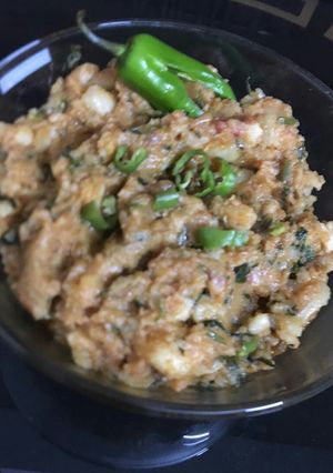 A picture of Aloo ki bhujiya.