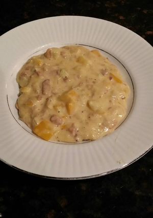 A picture of Brad's cheesy yellow zucchini.