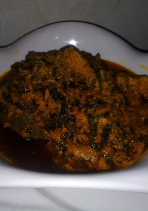 A picture of Ugu soup with egusi.