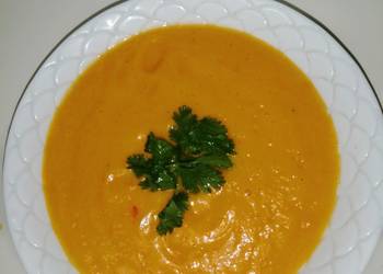 Easiest Way to Recipe Tasty Pumpkin soup garnished with coriander
