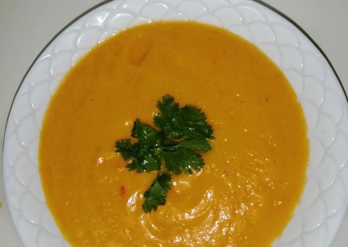 Easiest Way to Make Favorite Pumpkin soup garnished with coriander