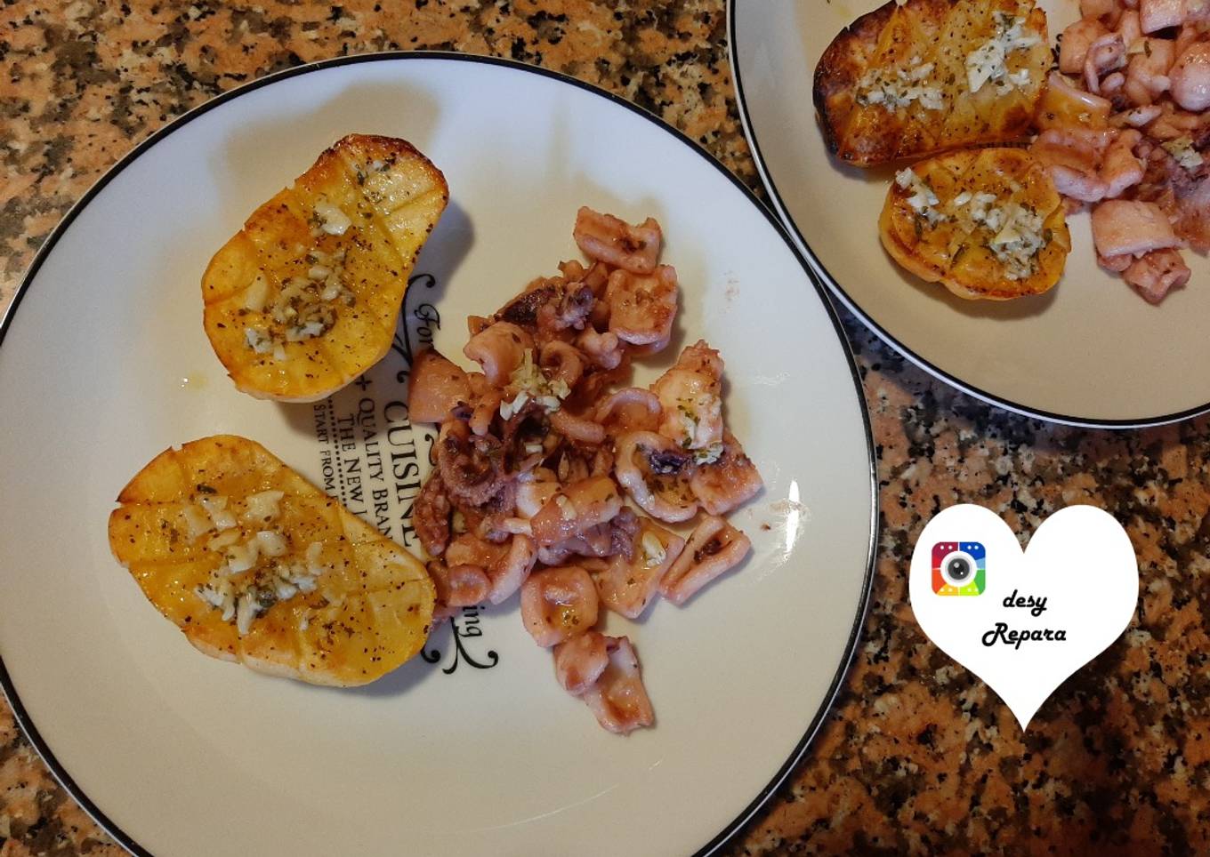 Calamar a la Plancha con Guarnición